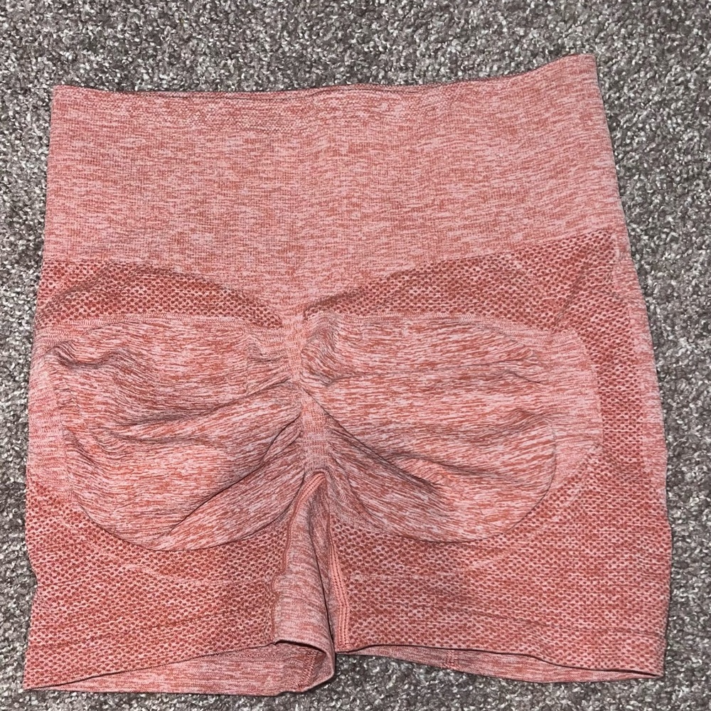 SHEIN Peach High Waisted Scrunch-Butt Workout Booty Shorts Bodycon M